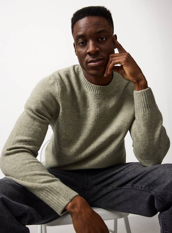 Green Souffle Yarn Crew Neck Jumper S